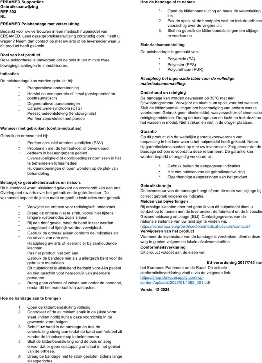 ERSAMED Polsbrace - Stabiele polsondersteuning links & rechts te gebruiken - Stevige vetersluiting