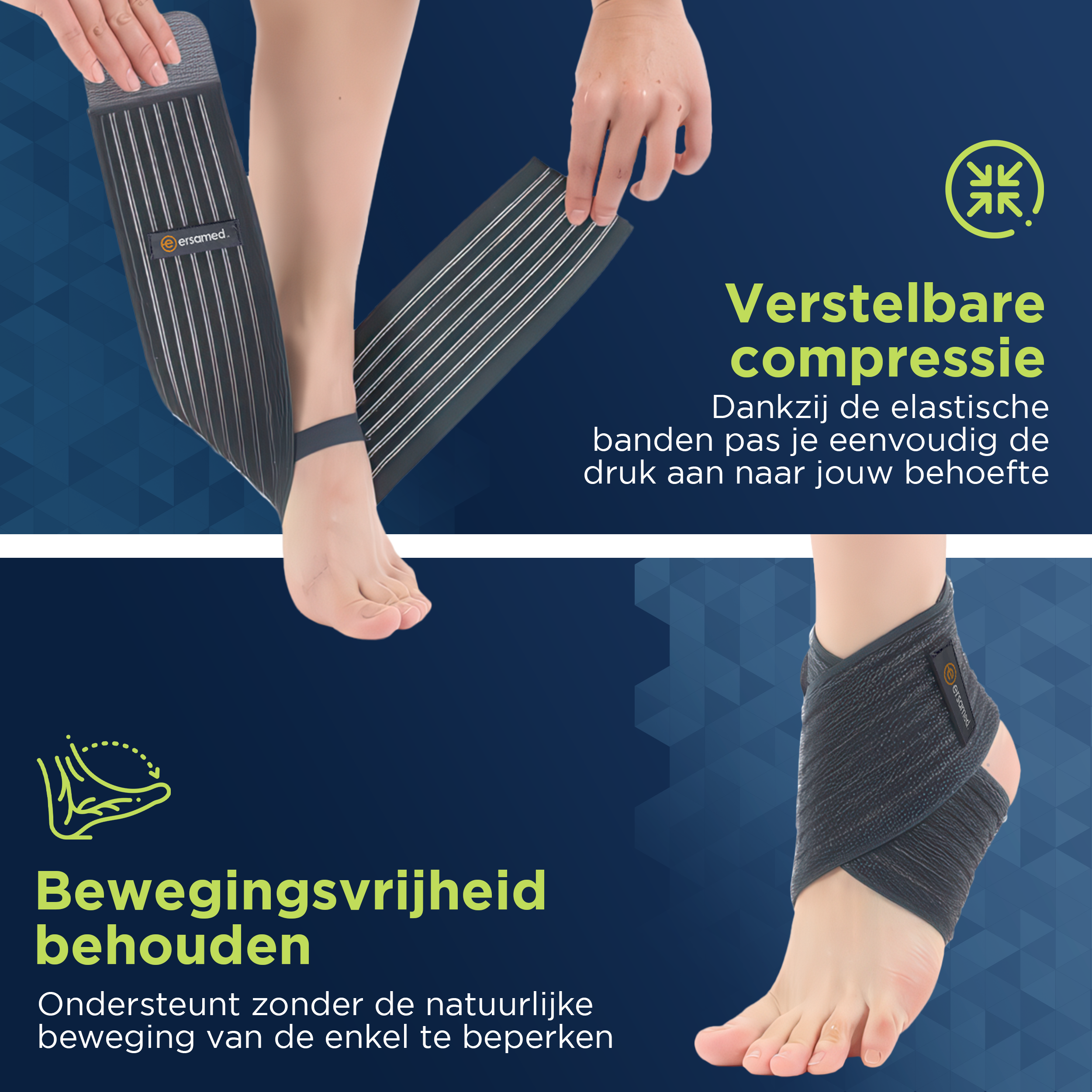 ERSAMED Enkelbrace - Enkelbandage voor optimale ondersteuning enkel - Universele maat