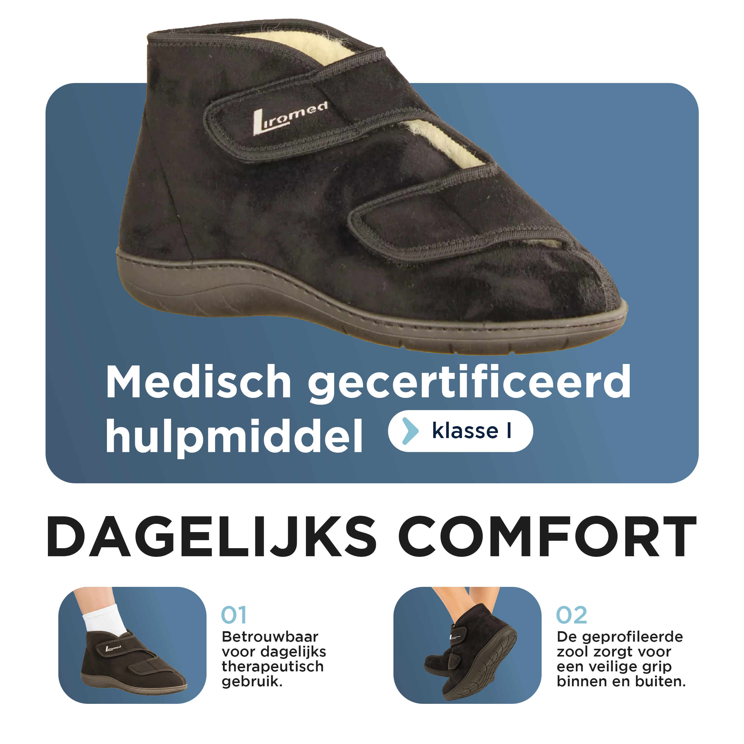Liromed Emmen Verbandschoen Hoog – Met Scheerwol – Extra Breed L