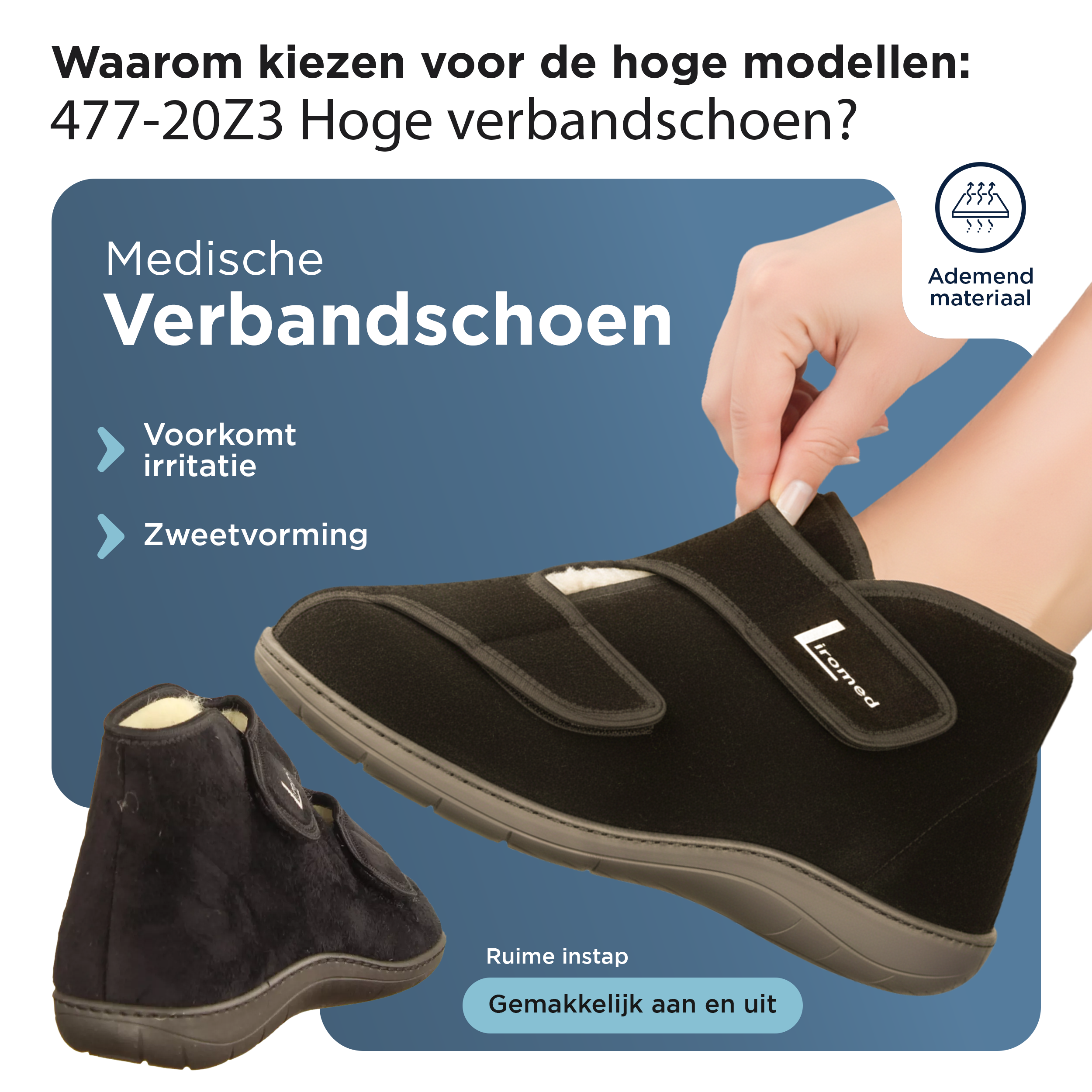 Liromed Emmen Verbandschoen Hoog – Met Scheerwol – Extra Breed L
