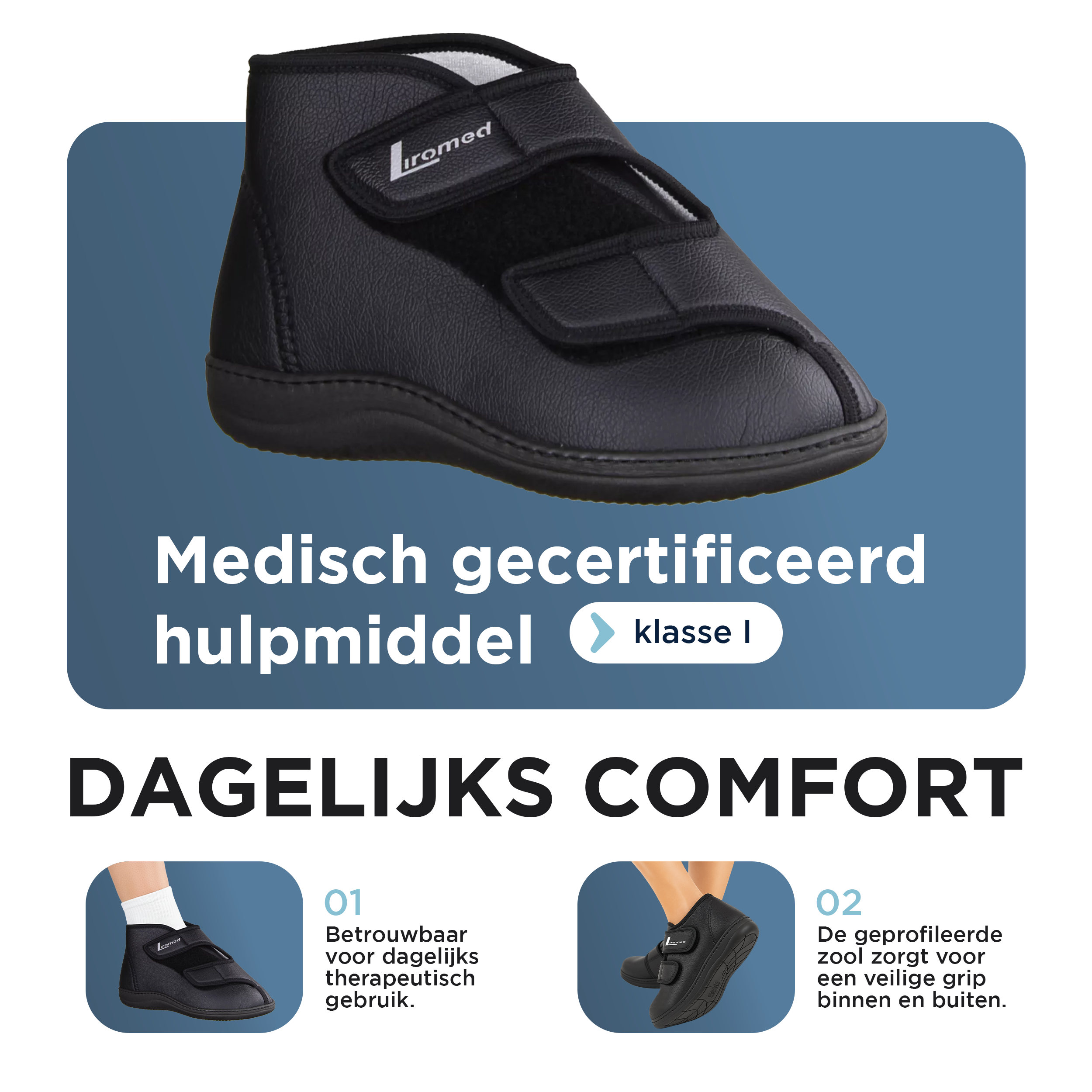 Liromed Breda Verbandschoen Hoog  – Extra Brede Verbandschoen Breedte L